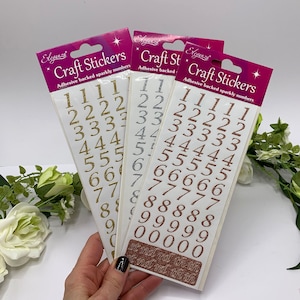 1x NUMBERS OR LETTERS GOLD/SILVER STICKERS CRAFT CARD MAKING