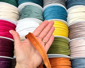 Velvet Piping with Flange sold by the Metre, Luxury Lip Cord Trim for Cushions, Upholstery Insertion, Welt bias tape