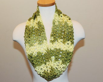 Infinity Scarf, Green Scarf, Yellow Scarf, Green and Yellow Infinity Scarf, Soft and Shiny Green Scarf, Green Well-Being Scarf, Gift for Her