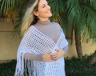White Wrap, White Shawl, Shawl, Winter Wrap, Winter White Wrap, Gift for Her, Gift Under 25, Sparkle White Wrap, Holiday Gift for Her