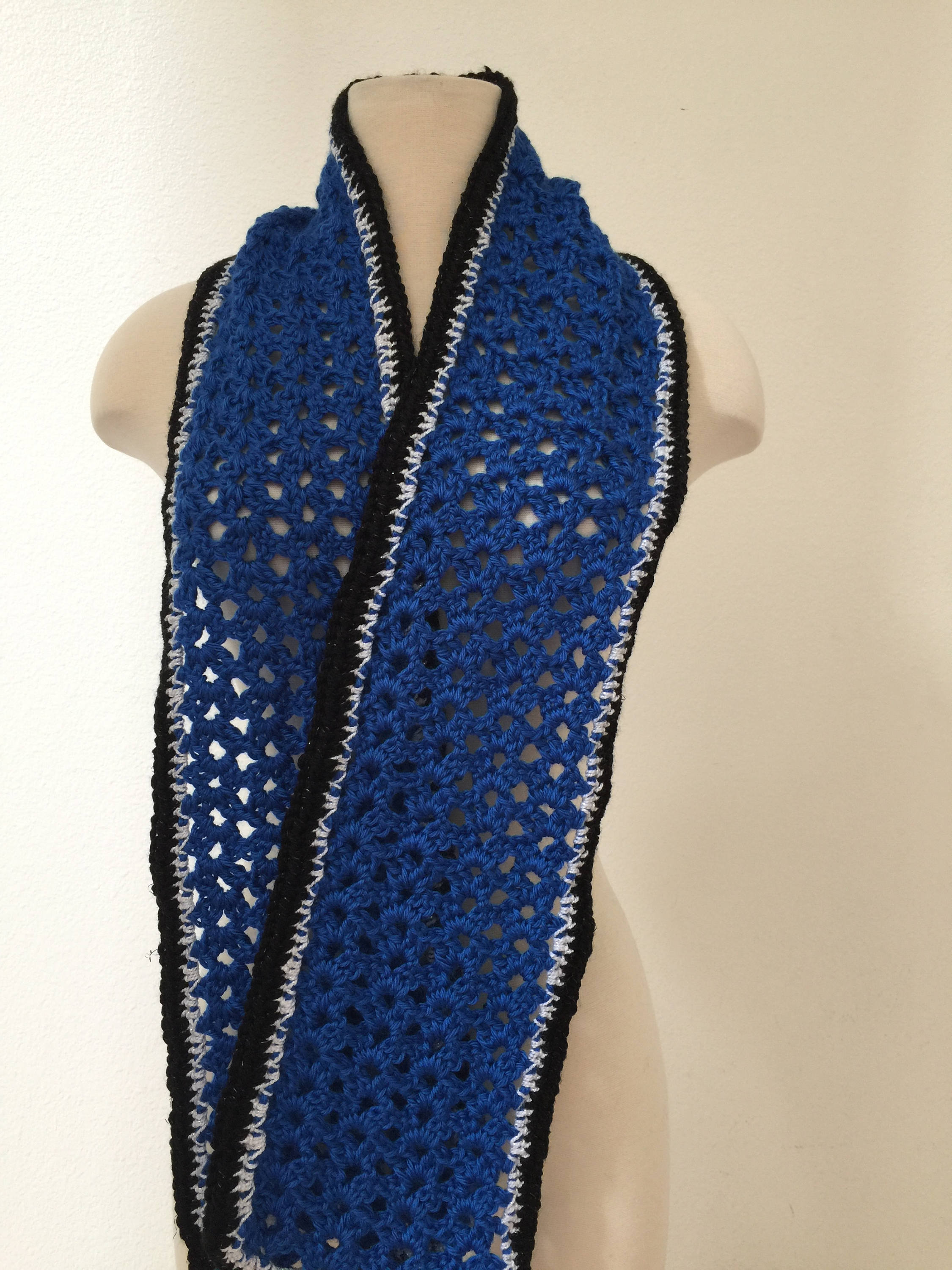 Royal Blue Scarf Blue Scarf Crochet Blue Scarf Winter Etsy
