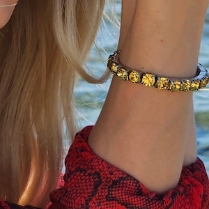 Citrine Bracelet - Tennis Bracelet - Citrine Jewelry - Citrine Gemstone - November Birthstone Birthday Gift for her - Handmade Bracelet