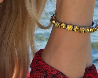 Citrin Armband - Tennis Armband - Citrin Schmuck - Citrin Edelstein - November Geburtsstein Geburtstag Geschenk für sie - Handgemachtes Armband