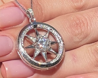 3.5ctw 2 carat Diamond Necklace Compass Pendant Necklace Compass Necklace Statement Jewelry Lost Without You Diamond Jewelry White Gold