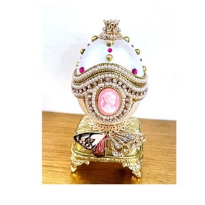 ONE Of a Kind Vintage Faberge Egg Ring Box Fabergé egg 25th Birthday Anniversary Gift for her Fabrege egg Christmas gift Faberge Musical egg