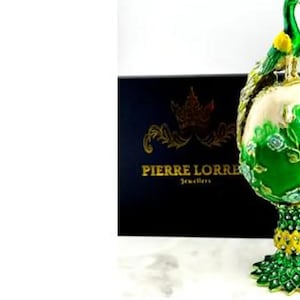 Pierre Lorren Green Faberge Easter Eggs Russian Faberge style Swarovski Pure GOLD Handmade Son Graduation Wisdom Good LUCK Boyfriend Gift