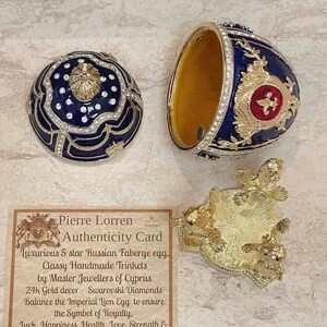 5 Star Royal Faberge style egg Blue Faberge Egg Decorative boxes Faberge Egg Ornament Christmas Gift for him 300 Swarovski Diamonds HANDSET