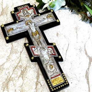 1980 Original Mt Athos One of a Kind Antique Russian Orthodox Cross Crucifix Byzantine Cross SOLID Silver Crucifix for Wall Cross Christian