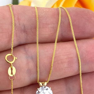 1.5ct SOLID 18k Gold Diamond Solitaire Pendant Round Shape Necklace Delicate Bridal Necklace Yellow Gold Pendant Handmade Jewelry Bride tobe