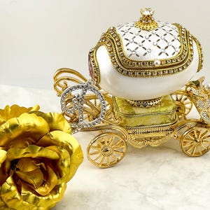 Custom Faberge Egg Trinket box Pure GOLD decor Musical Fabergé Egg Silk Interior Austrian Crystals Diamonds & Bracelet - Pendant Her Wedding