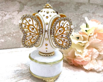 Faberge style Luxury Jewelry Box 24k GOLD CITRINE Gift for Her HANDMADE Natural Egg Faberge egg Ornament Ballerina Lover Faberge egg Music