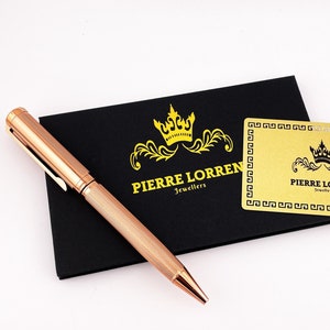 Pierre Lorren - Bolígrafo profesional - Bolígrafo de lujo - Bolígrafo de escritura hecho a mano - Bolígrafo de graduación de oro rosa de 18 quilates - ÉXITO - VICTORIA