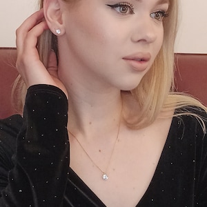3.5ct, Luxury Valentines day Gifts - Diamond Jewelry  SET - 18k SOLID GOLD - Diamond Solitaire Pendant Necklace - Diamond Solitaire Earrings