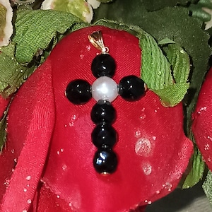 18 k GOLD Perle Kreuz Schmuck Frauen LUXURY Anhänger Christian Mama Geschenk Geburtstag Schmuck für ihr Kreuz Anhänger Kreuz Mom Christian Schmuck