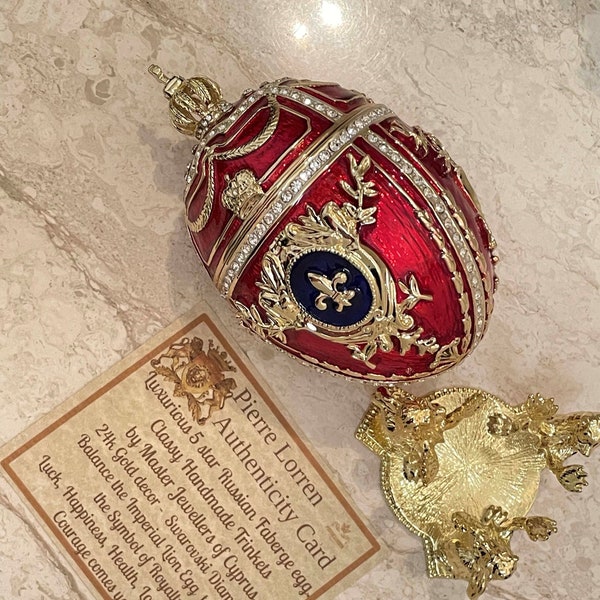 Royal 5* Faberge egg Trinket box with lid Faberge Collectibles Wedding gift Richly decorated 24kGOLD Swarvoski HANDSET Egg Fabrege style egg