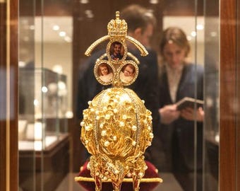 Pure Gold Faberge Egg Style Photo Frame Faberge Easter Eggs Austrian Crystals Handmade Fabergé by Pierre Lorren