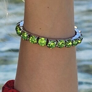 Peridot Bracelet Tennis Bracelet, Silver Peridot August Birthstone Silver Bracelet Peridot Jewelry Birthday Bracelet Engagement gift for her