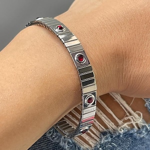 Silver Ruby bracelet Ruby Gemstone Ruby Silver Jewelry Ruby Tennis bracelet Anniversary Gift for her July Birthstone Girlfriend Birthday