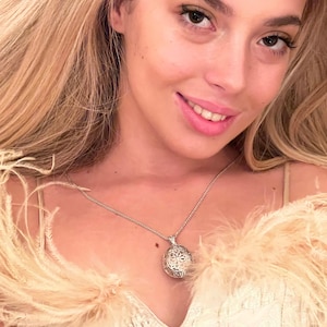 Imperial Faberge style Jewelry, 3 carat Diamond Necklace, Faberge Egg Necklace, Solid Sterling Silver Egg Pendant Necklace, 23&quot; SOLID Silver