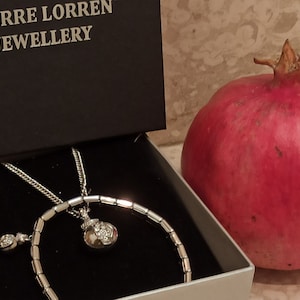 Pomegranate Necklace Bracelet SET Persephone Necklace Pomegranate SILVER Pomegranate Jewelry Persephone pendant Judaica Jewelry Pomegranate