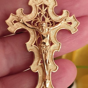 Rare 18k Solid LARGE Gold Cross Pendant Women/BYZANTINE Cross Pendant Gift/Religious Jewellery Crucifix for woman/HANDMADE Christian Jewelry