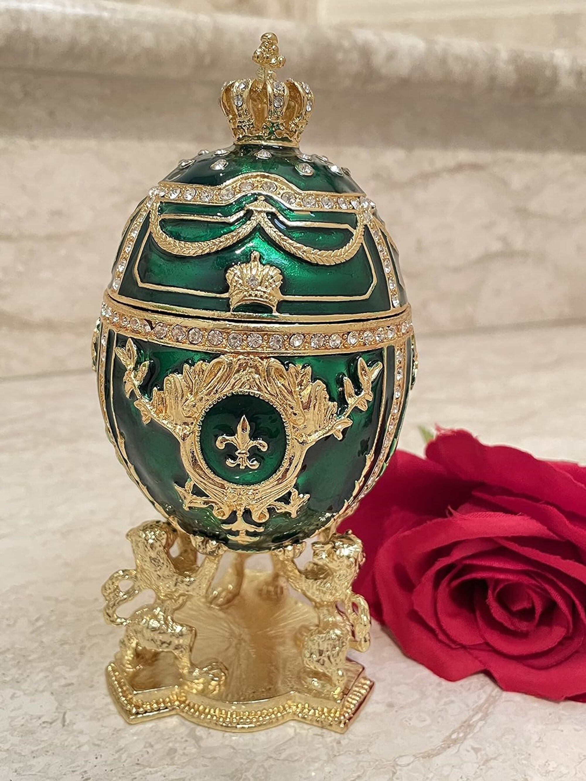 Imperial Emerald Faberge Eggs Fabergé Egg Style Handmade Trinket