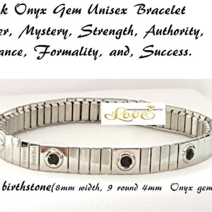 Silver Black Onyx armband Cadeau / Zwarte SWAROVSKI Armband Zilveren Sieraden / Koppels armband / Unisex Armband / Zijn Haar armband / Paar Sieraden Set