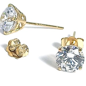 SOLID 18k GOLD Solitaire DIAMOND Earrings 2 carat Diamond Stud Earrings Yellow Gold Wife Earrings Gift for Her Luxury Diamond Earstud 6.5mm