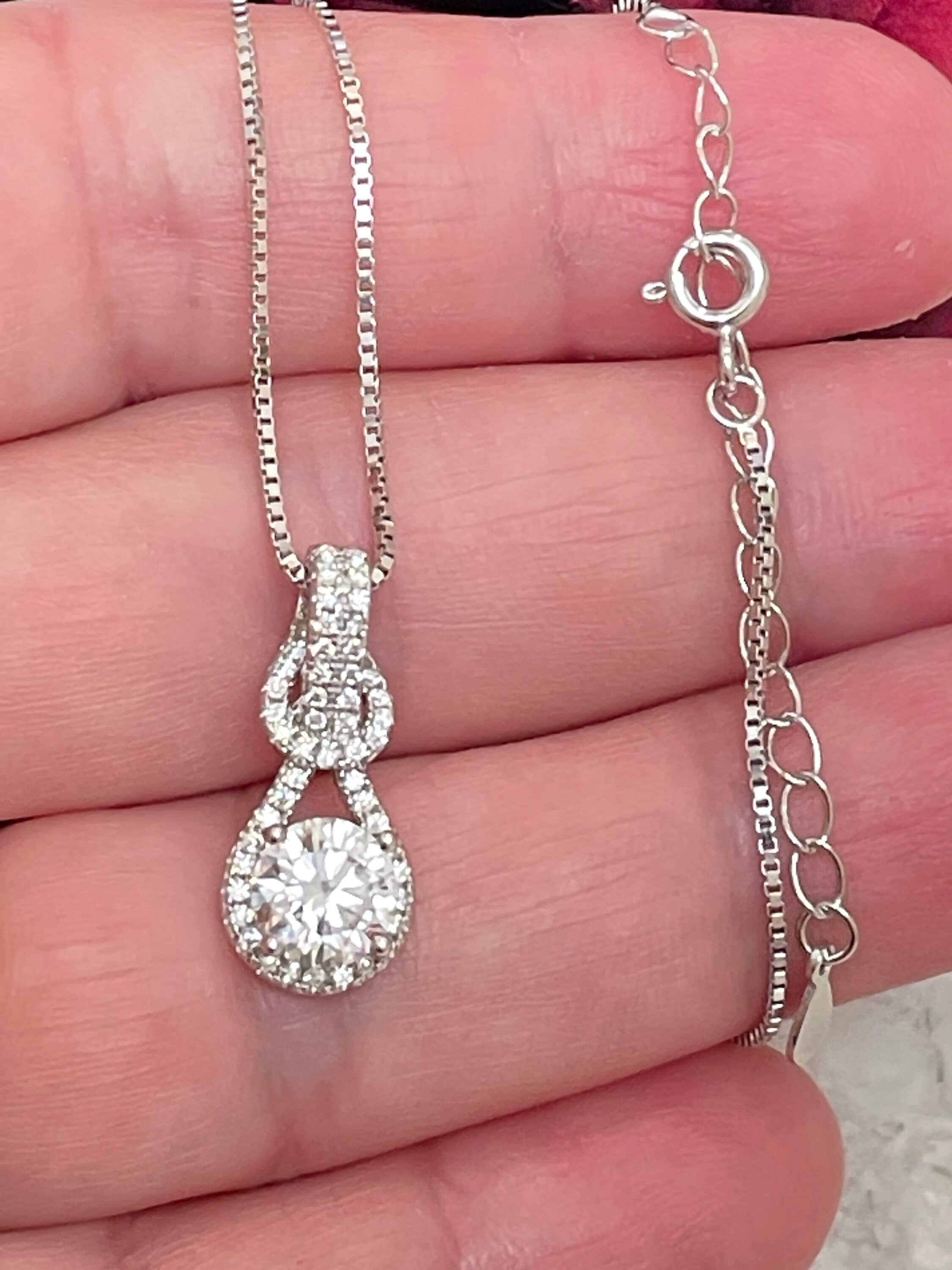 Sterling Silber Doppelherz Anhänger: Lab ERSTELLTE Diamant