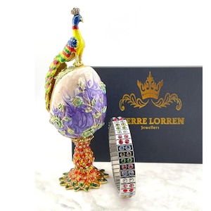 Imperial Faberge Egg Russische Faberge Stil Swarovski Pure GOLD Dekor Multi Color Handmade Ostergeschenk zum Geburtstag Jahrestag Pierre Lorren