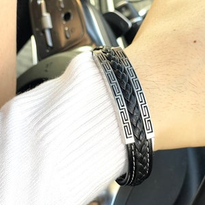 Pierre Lorren Meander Mens Bracelet Greek Jewelry Bracelet for Men SILVER GOLD Infinity Bracelet Greek Jewellery Ancient Greece Bangle Man