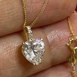1.75 ctw Solitaire Diamond Heart Pendant Diamond Necklace 18k SOLID Gold Necklace  Gold Heart Pendant Yellow Gold Anniversary gift for wife