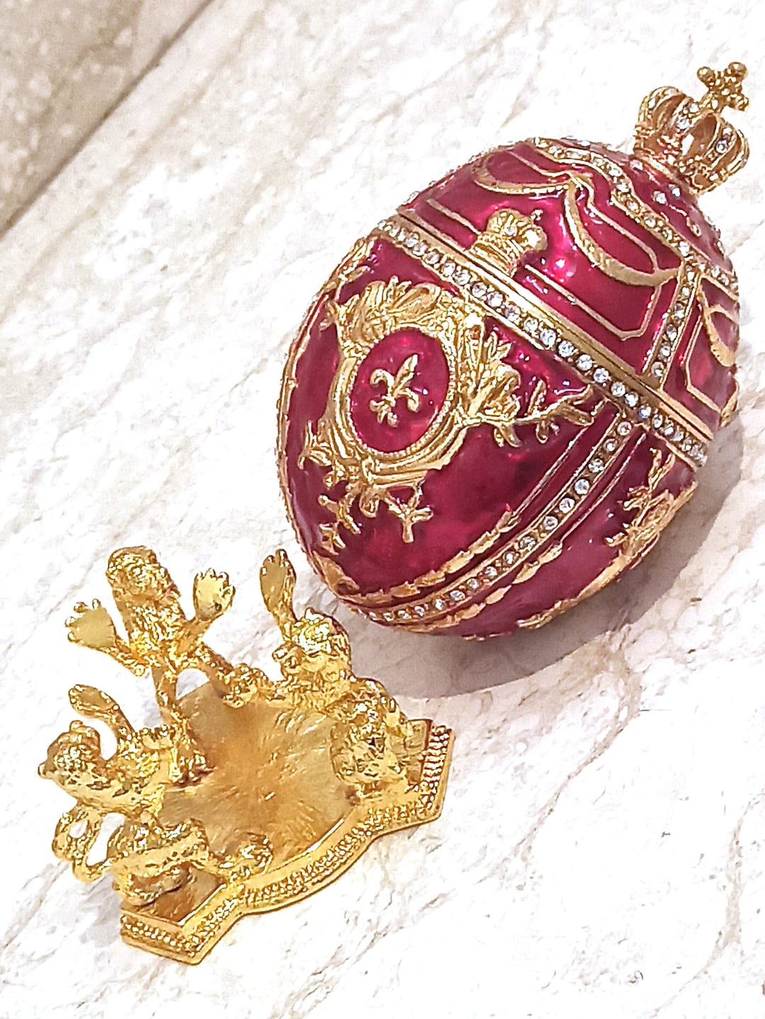 Imperial Faberge Egg Trinket Jewel Box With Lions  Etsy UK