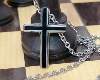 Onyx Herren Kreuz Halskette - Herren religiöse Halskette - Männer Kreuz Anhänger-Männer Christian Halskette - Herren Kreuz Christian Schmuck HANDMADE