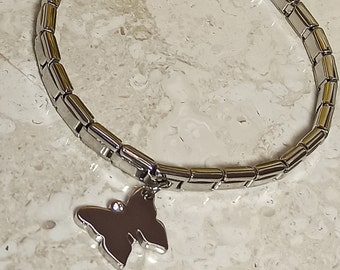 SILVER Butterfly Bracelet Swarovski DIAMOND.03ct/Butterfly Jewelry Bracelet/Butterfly Bangle Gift for Her/Butterfly Bracelet/Sister Bracelet