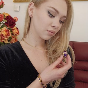 24k FAberge style Imperial Egg Necklace SET - Faberge Egg Amethyst Necklace Gold - Fabergé Egg Pendant Necklace Handmade Jewelry Mother Gift