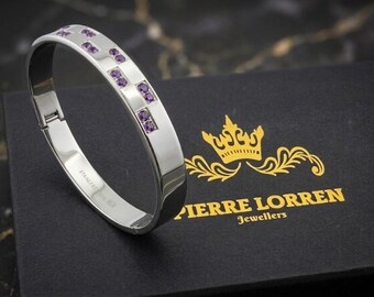 18k Gold Greek key Bracelet Meander Bracelet Greek Bracelet Greek Key Bangle Greece Bracelet Cocktail Bangle 16 Swarovski AMETHYST HANDMADE