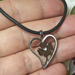 SILVER Clover Pendant Necklace/Four Leaf Clover Necklace/GOOD LUCK Necklace/Clover Charm Necklace/ St Patricks Day Necklace Shamrock Jewelry