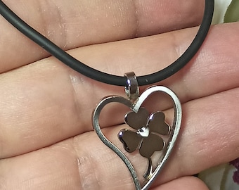 SILVER Clover Pendant Necklace/Four Leaf Clover Necklace/GOOD LUCK Necklace/Clover Charm Necklace/ St Patricks Day Necklace Shamrock Jewelry