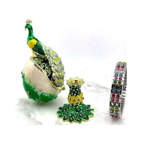 Designr Green Faberge Easter Eggs Russian Faberge style Swarovski Pure GOLD deco Handmade Graduation LUCK Gift for Daughter by Pierre Lorren