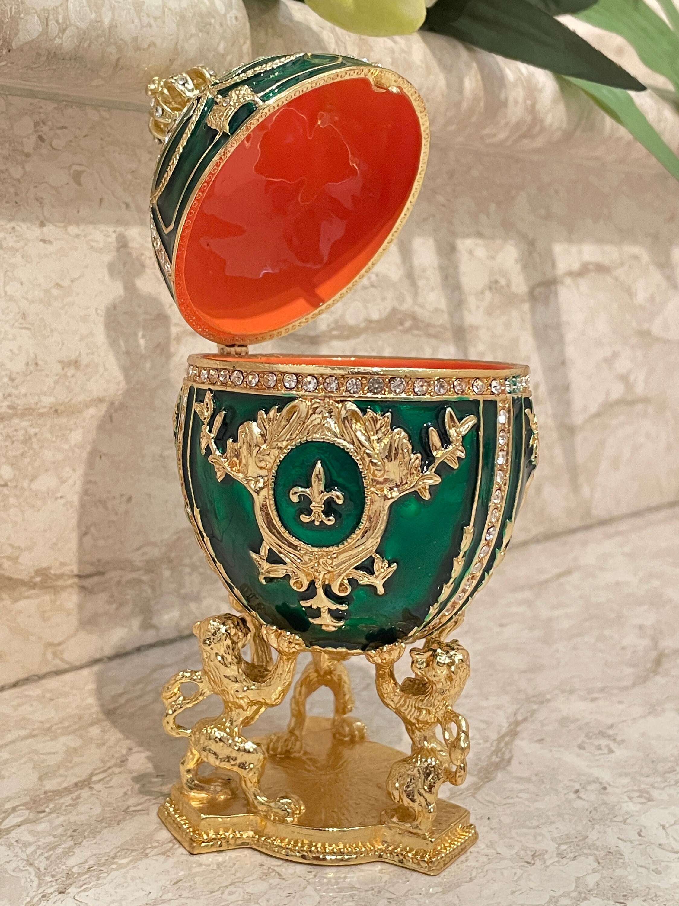 Fabergé Egg, Emerald Jewelry Box, Faberge Green Egg, Birthday Gift