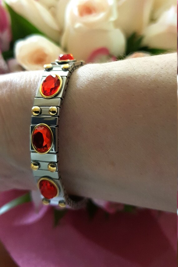 Red and Gold Swarovski Crystal Bracelet, Statement Jewellery, January and  July Birthday Gift, 40th and 50th Anniversary Gift,valentine Gift - Etsy
