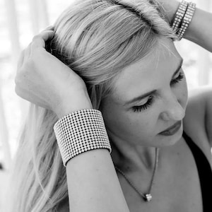 Vintage, Crystal Cuff, Crystal Bracelet, Bridal Bracelet, Wedding Jewelry, Bridal Cuff Classic All Swarovski Crystal Old Hollywood Cuff, 4ct