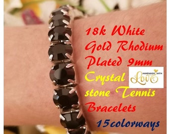 Pulseras CRYSTAL negro pulseras formales TENNIS para mujeres joyería de la noche pulsera de joyería negro regalos GEMSTONE pulsera de tenis para su