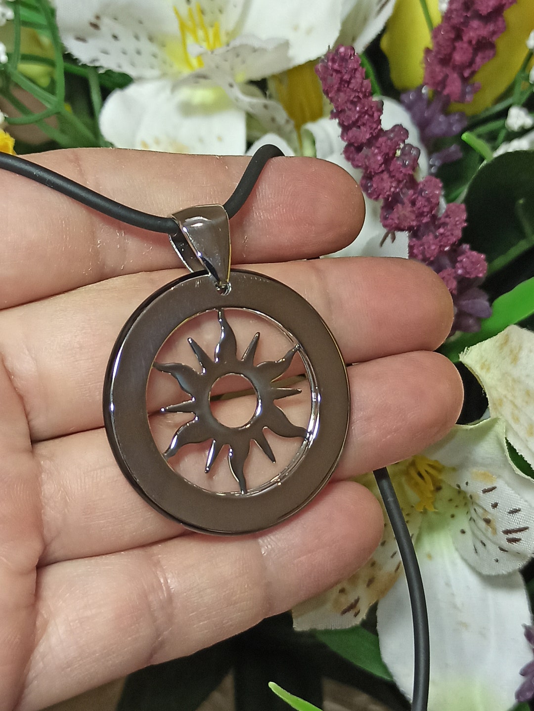 Vergina Sun Pendant SILVER Star Necklace/ Ancient Greek Jewelry