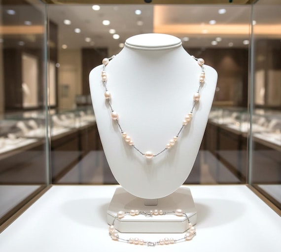 Akoya Pearl Necklace & Bracelet Set, 18k White Gold Sterling 