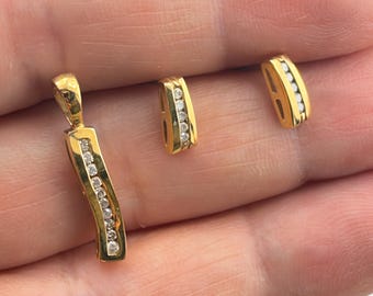 Pierre Lorren Drop Diamond Pendant Stud Earrings SET 18k Solid Yellow Gold 18kt Handmade Fine Jewelry Natural Diamonds A Girl's best friend