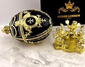 インペリアル ブラック ファベルジェ エッグ スタイル 24K ゴールド 4