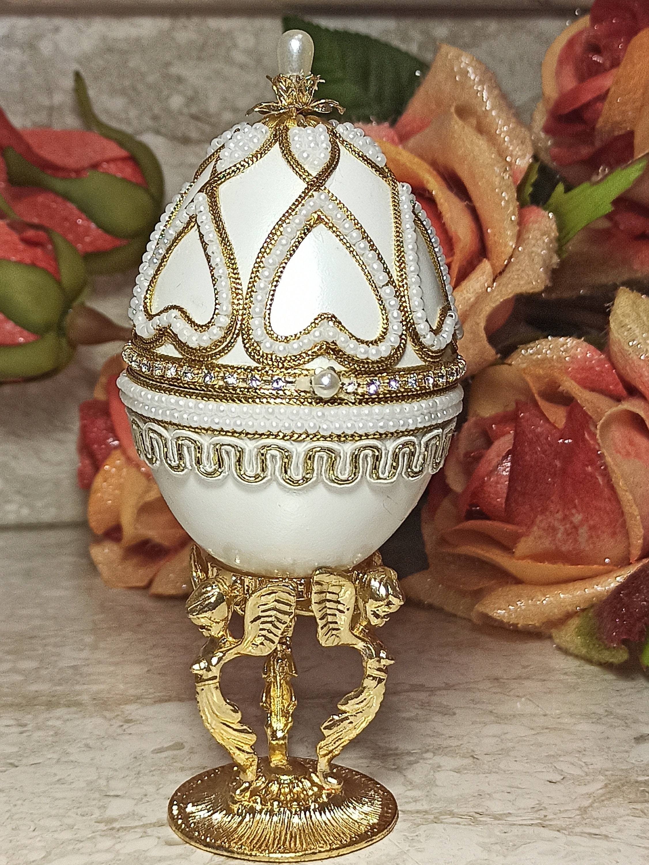 Guardian Angels NATURAL Egg FABERGE Music Jewelry Box Home