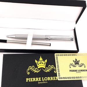 Pierre Lorren Antike Silber Kugelschreiber Gravur Handmade Stift SET Tintenstift Schreibstift Geburtstagsgeschenk 18kt Silber Gold über Silber Metall